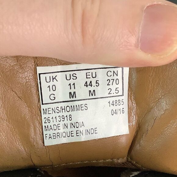 CLARKS COLLECTION Cushion Ortholite Black Leather Oxford Slip On Shoes Sz 11 - Picture 9 of 10